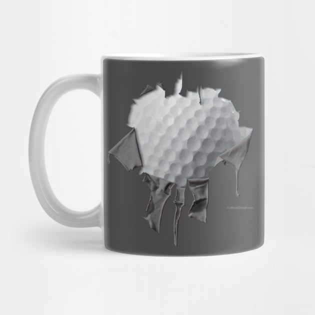 Shredded, Ripped and Torn Golf Ball by eBrushDesign